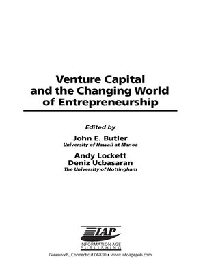 cover image of Venture Capital in the Changing World of Entrepreneurship
